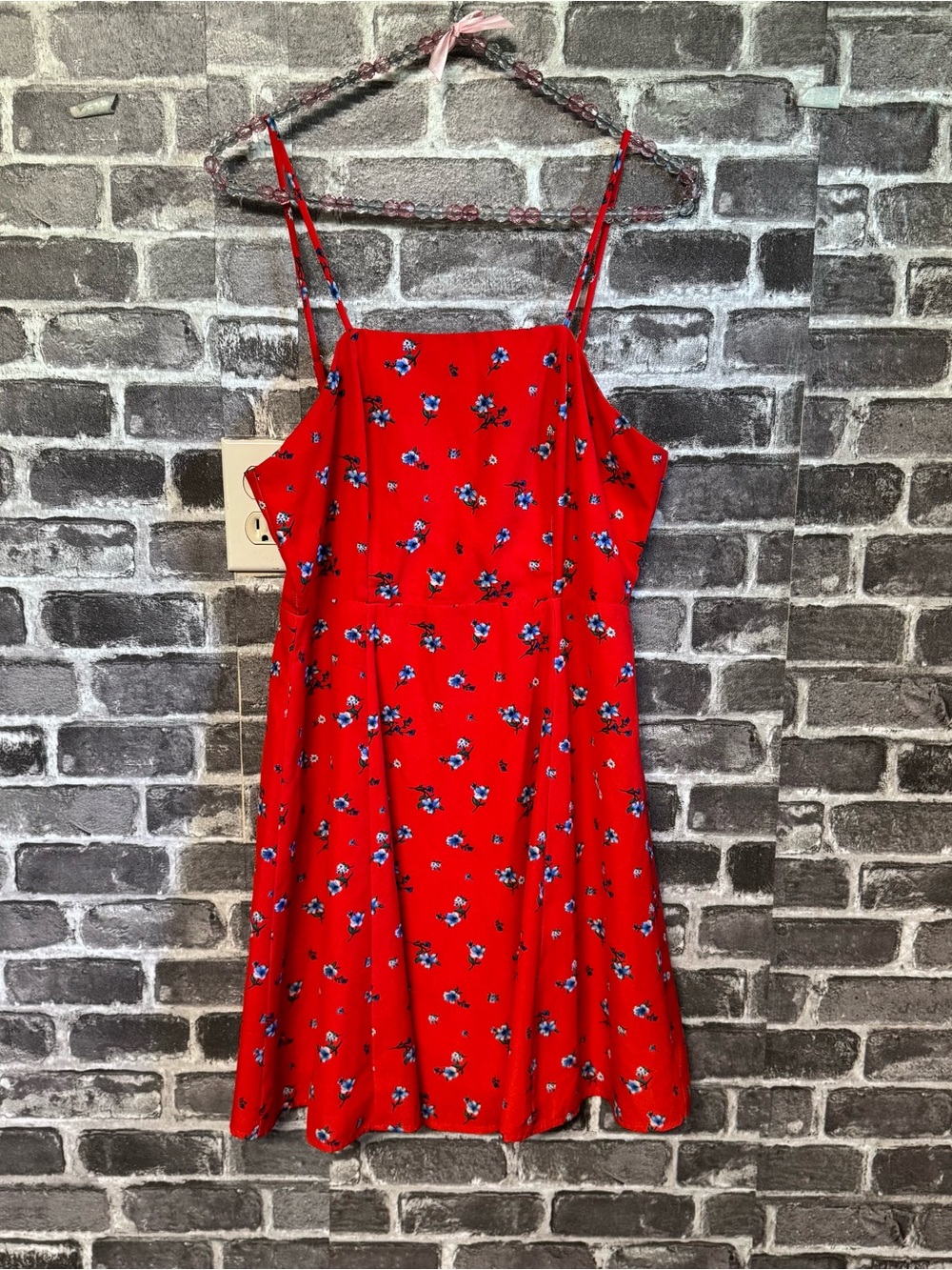Altar’d State mini dress red blue floral fit and flare